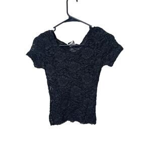 Judy Knapp Womens Medium Black Vintage‎ Sheer Lace Top